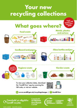 timetable and info graphic showing how to recycle and where to put your waste